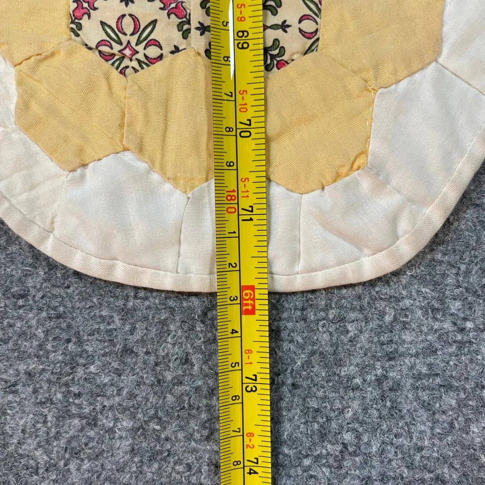 Vtg 30s Grandmother's Flower Garden Hand Sewn Hexagon Quilt 50x71 Handmade